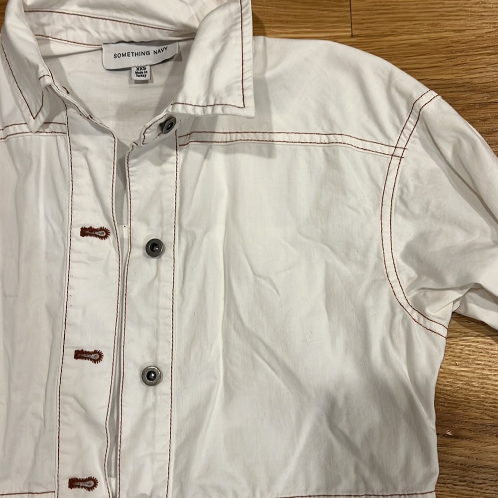 Something Navy Buttoned Top - image 4